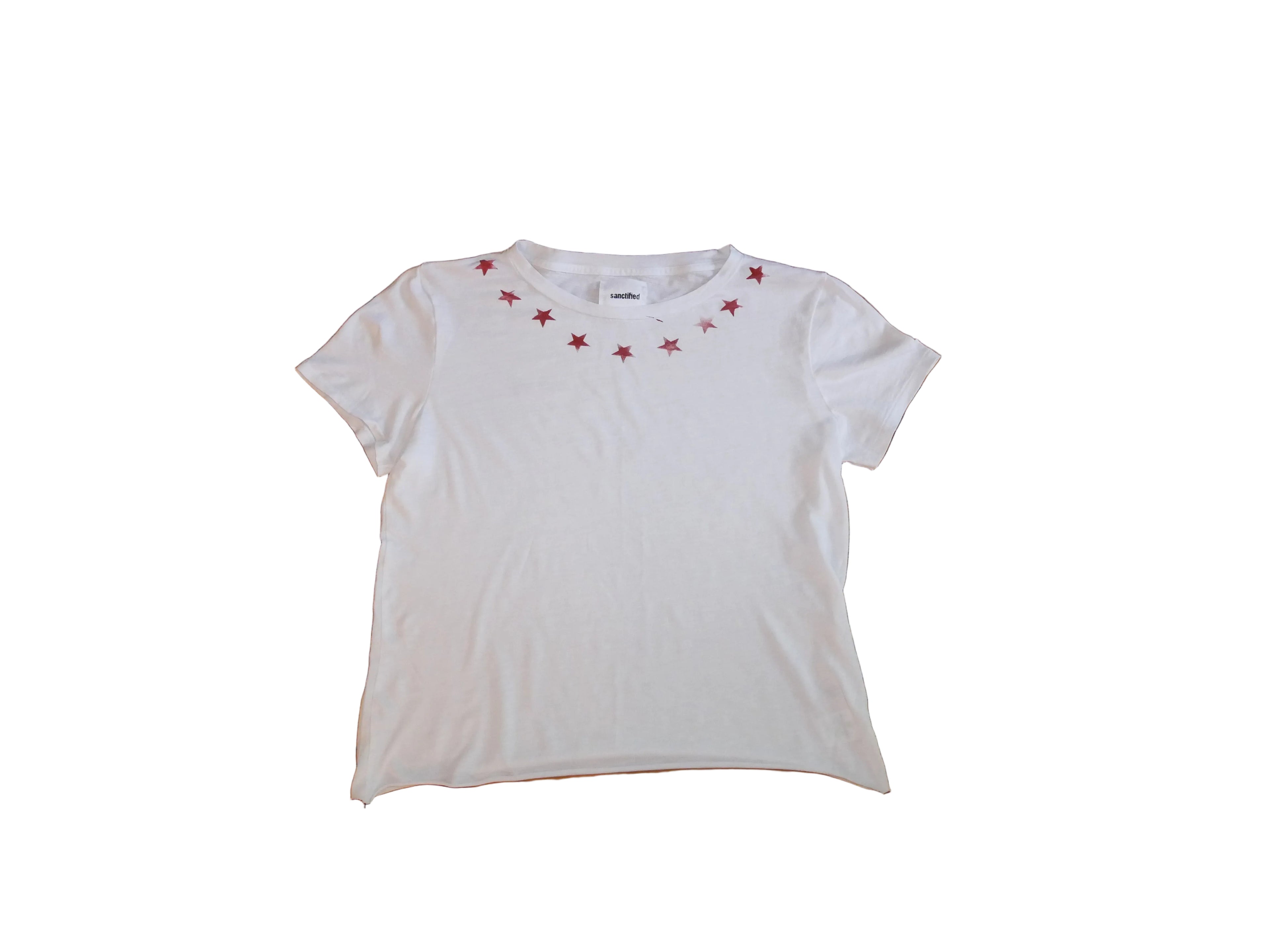 Red star neckline slub tee