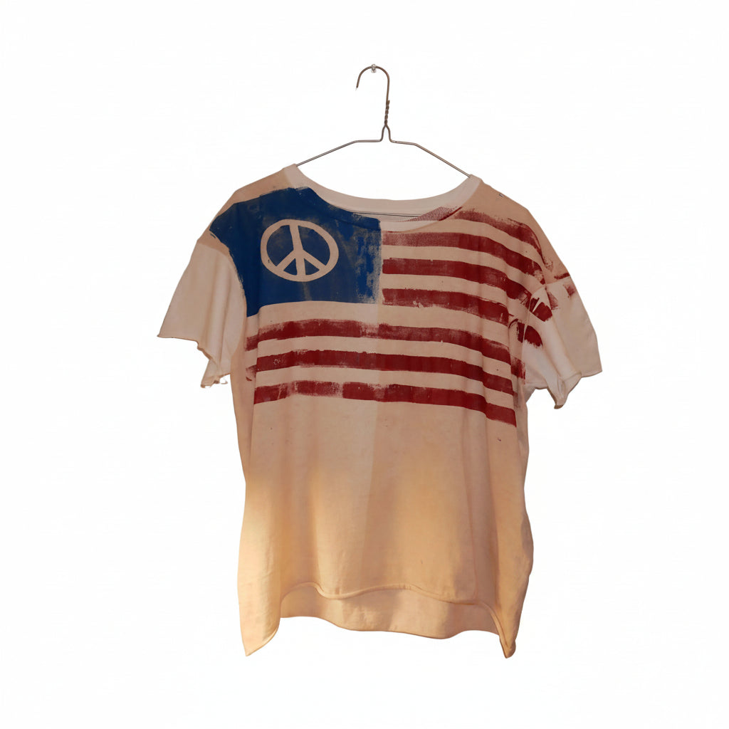 U.S. Civil Peace Flag stained and distressed tee